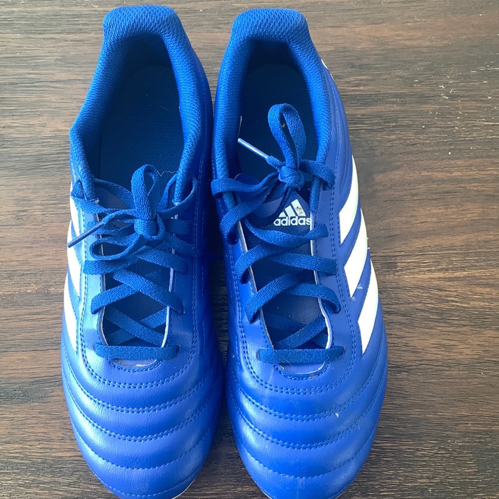 ✨Adidas cops soccer Cleats for sale✨ Gently Used,male sz 7, blue w/white stripes